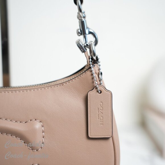 NWT Coach CR099 Teri Smooth Leather Crossbody Bag Purse in Silver/Taupe - Picture 3 of 11